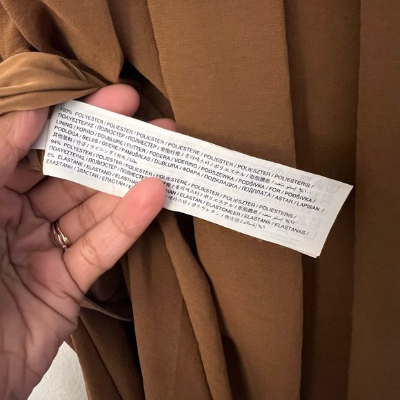 Mango Suit Brown Pleated Elastic Waistband Chiffon Maxi Skirt - Picture 5 of 5